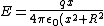 E = \frac{qx}{4\pi\epsilon_0 (x^2+R^2)^{3/2}}